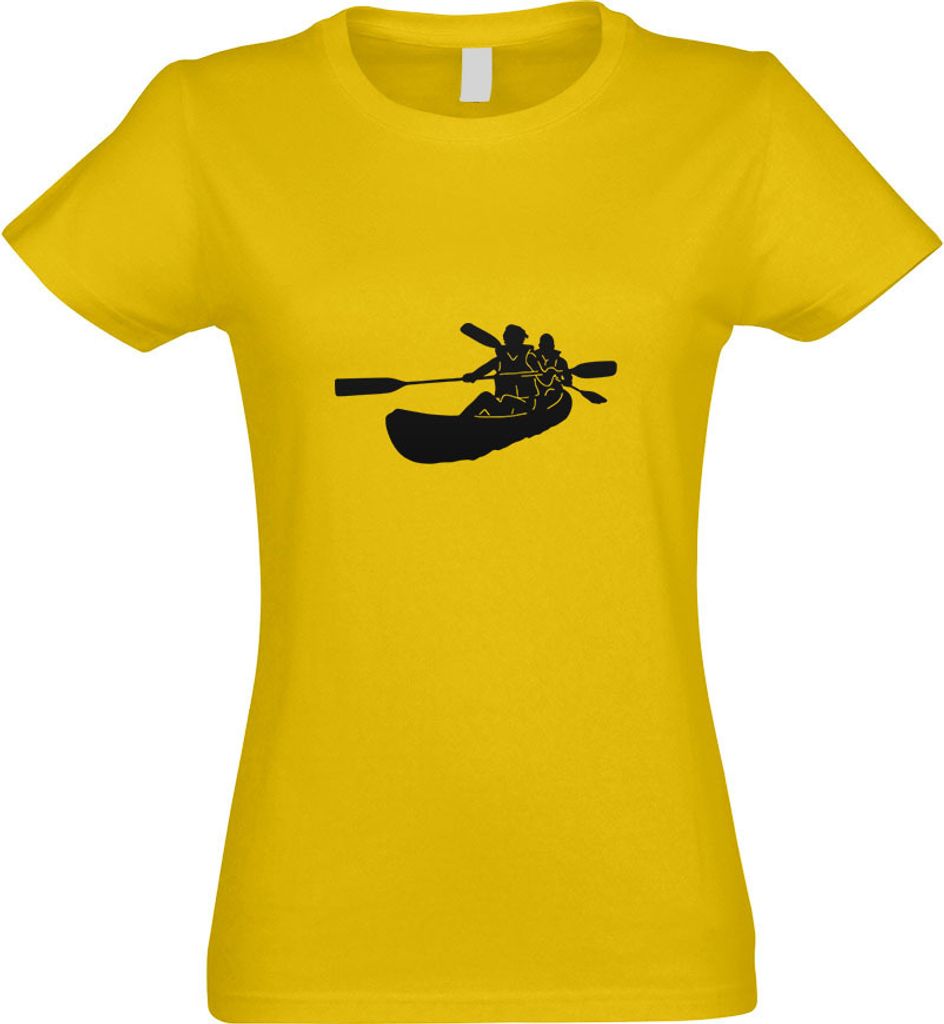 Kiwistar - T-Shirt tailliert - Damen - gelb - Kajak - Kanus - Doppelpaddel - mit Motiv Bedruckt - Funshirt Design - Sport - Freizeit - Damen - M