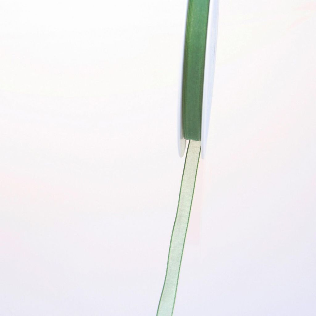 Schmales Organzaband mit Webkante - 7mm - 50m - col. 27 dunkelgrün - 53736-7-50-27