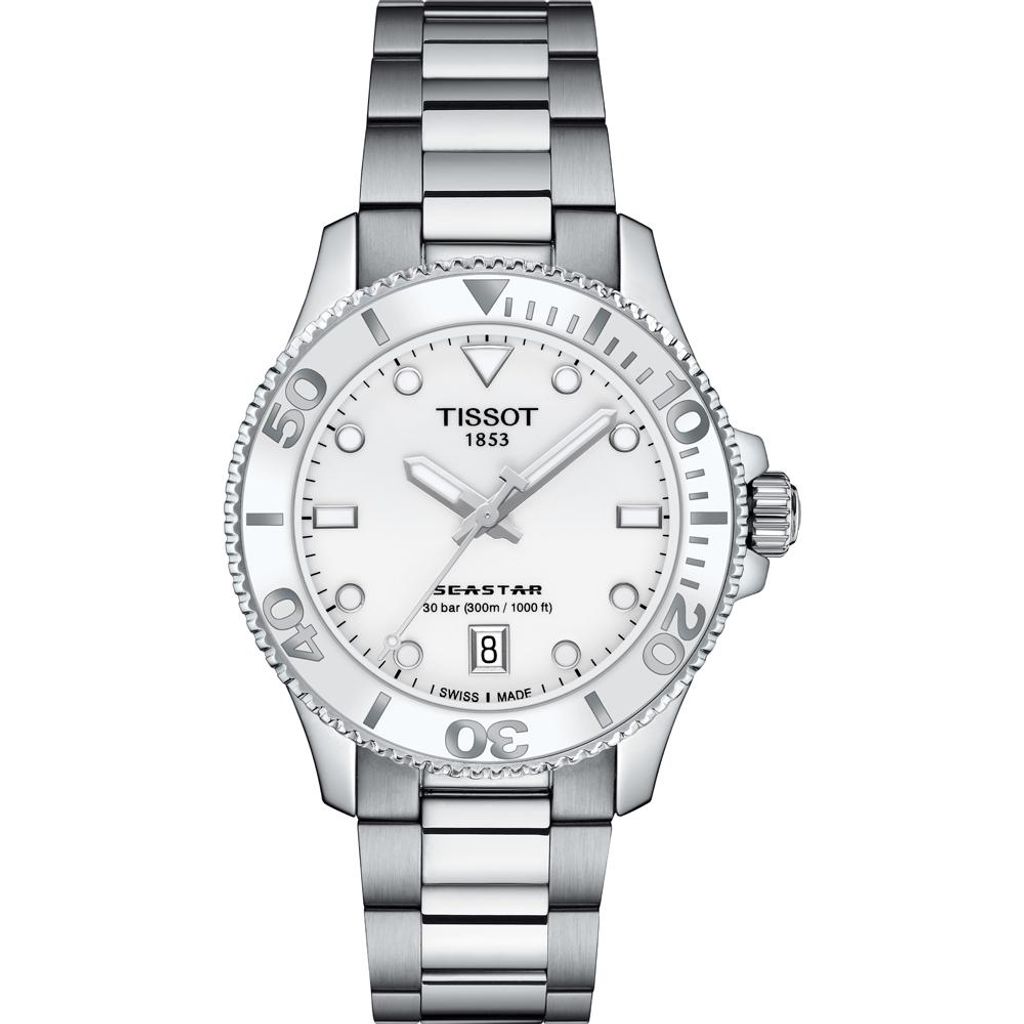 Tissot Seastar 1000 Quarz, weißes Zifferblatt, 36 mm, Produktbild 