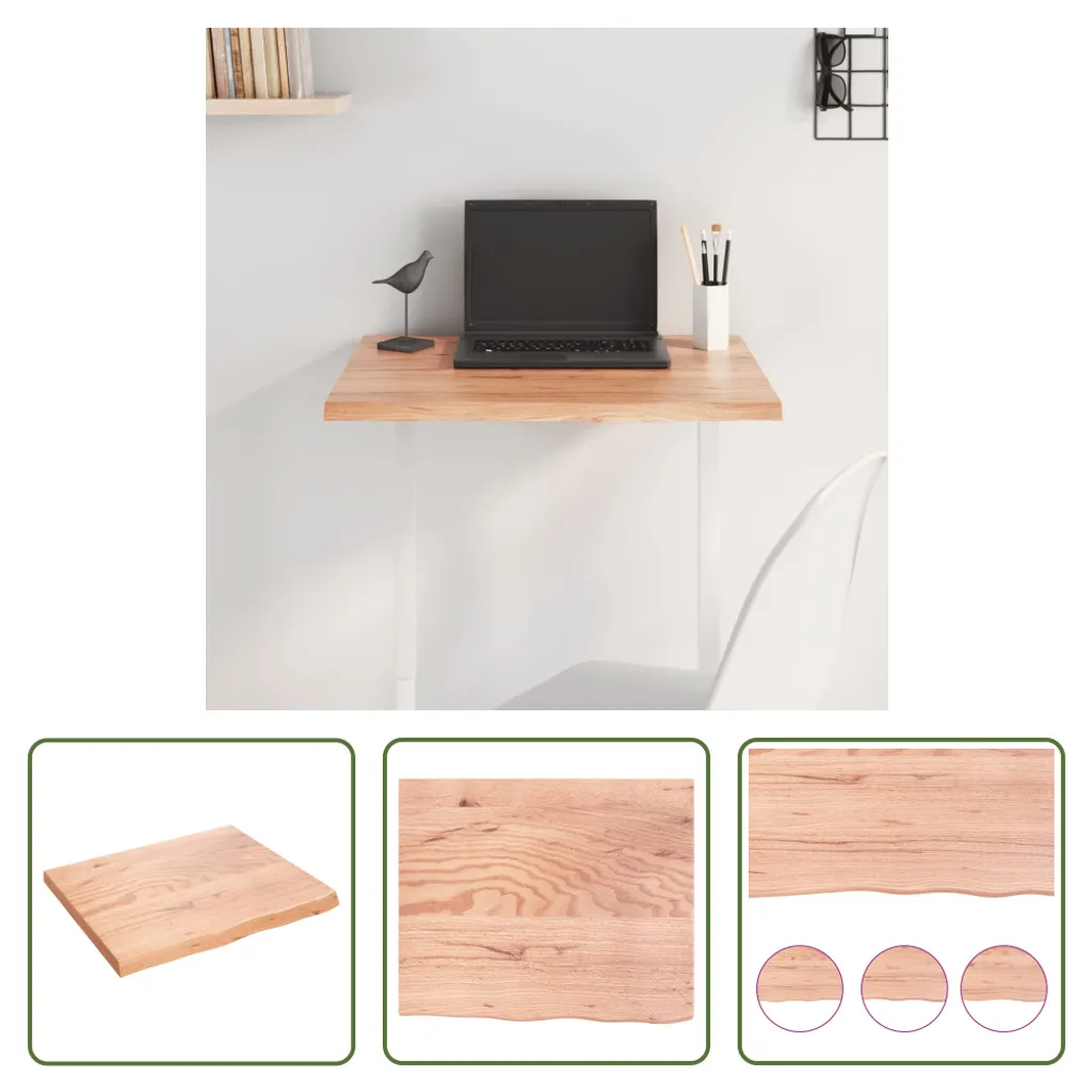 Piano Tavolo The Living Store Rovere Massiccio 60x50x2 cm Trattato