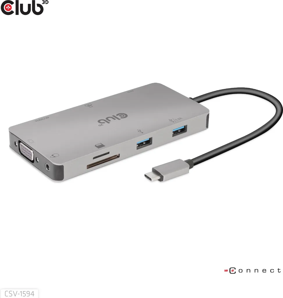 Hub USB-C 9-en-1 Multifonction 4K HDMI VGA et Double Port USB-A