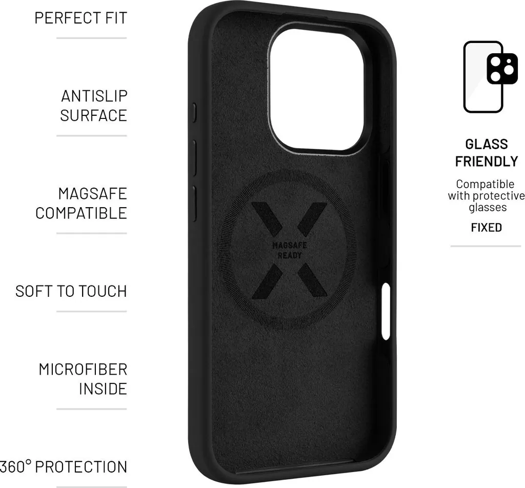 FIXED MagFlow Coque Silicone Soft-Touch MagSafe iPhone 16 Pro Noire - 7