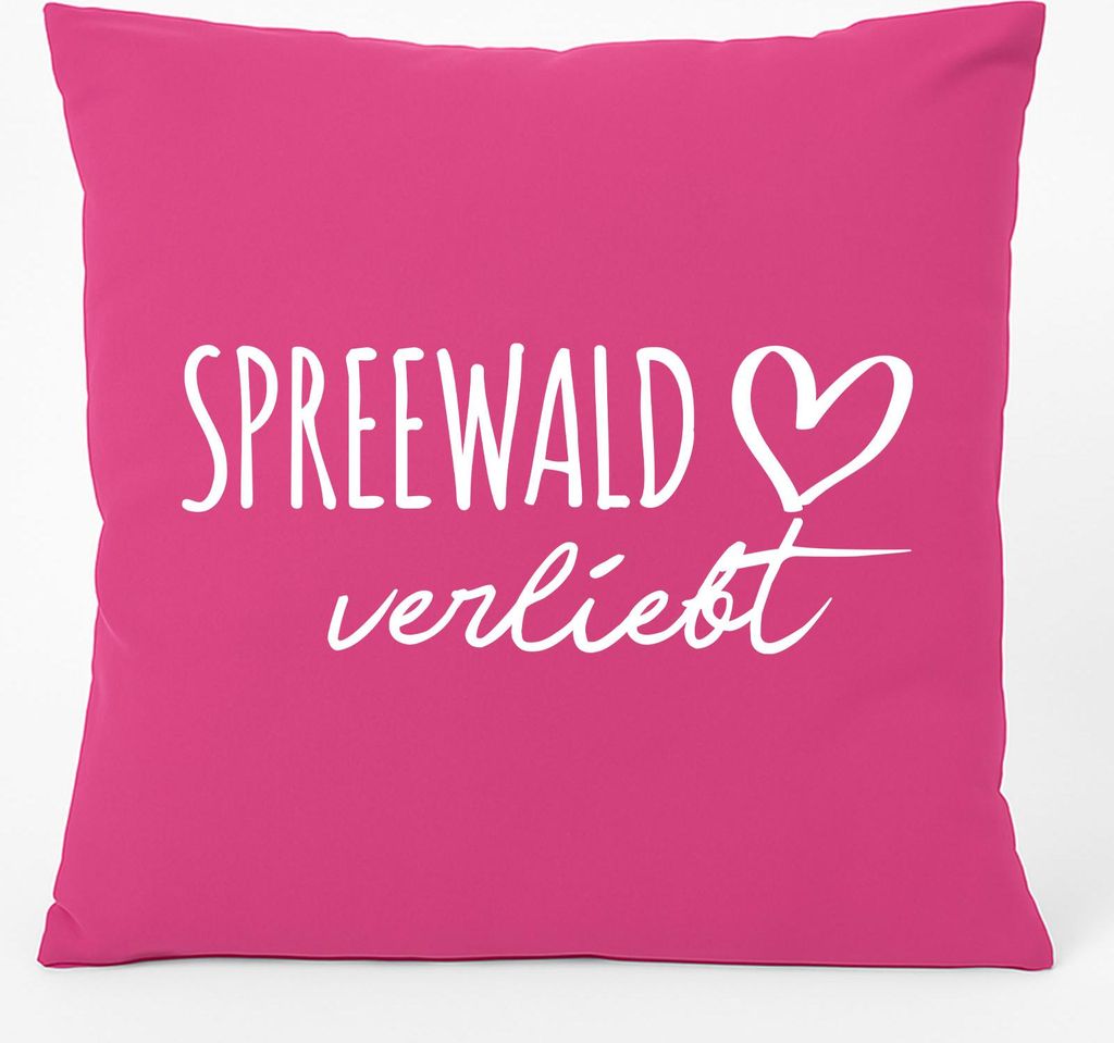 Huuraa Kissen Spreewald verliebt 40x40cm mit Füllung Fuchsia Baumwolle Dekokissen Geschenkidee