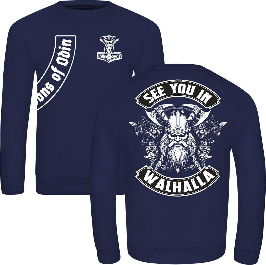 Herren Sweatshirt Sons of Odin Patch See you in Walhalla