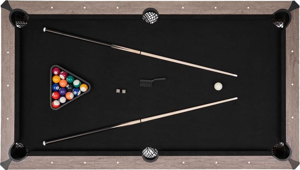 214cm Pool Table Combo Set, 3-in-1 Multi Game Billiards Tables with Dining Top and Ping Pong, 2 Benches for Storage and Accessory, Includes Ball Cu...