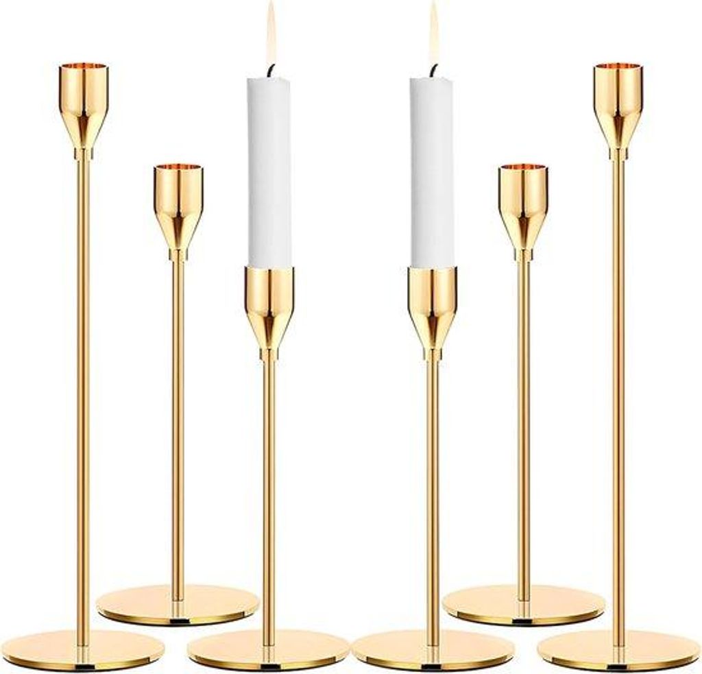 Goldene Kerzenständer Set 6-teilig Metall 33cm