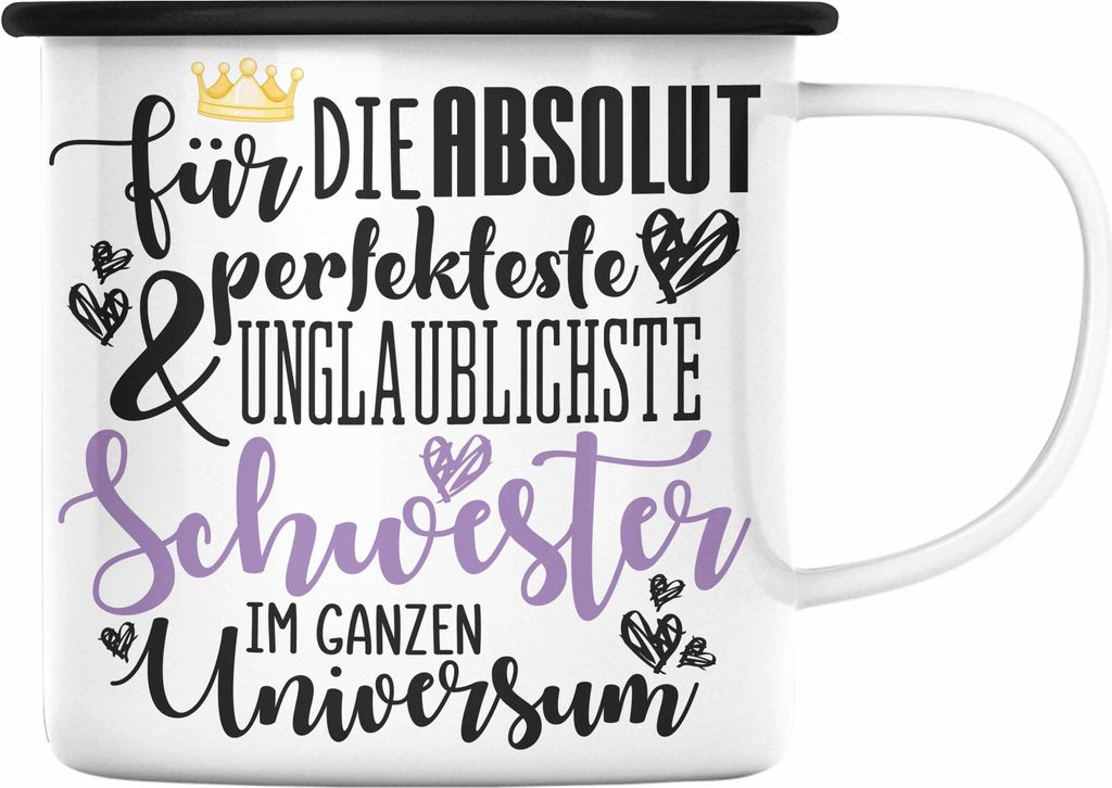 Trendation - Beste Schwester Geschenk Emaille Tasse Emaille Emaille Tasse Geburtstag Weihnachten Geschenkideen Schwestern Bruder Lustig Best Sister...