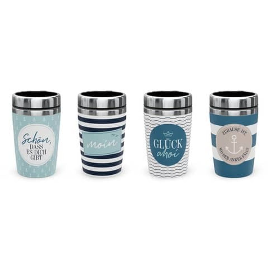 Becher to go - Füllmenge 240 ml - H13,5 cm x Ø8,4 cm - "Moin" - Möwen
