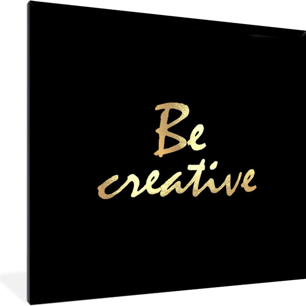 MuchoWow Gerahmtes Poster Zitate - Kreativ - Gold 40x40 cm - Poster mit Schwarzem Bilderrahmen Wandposter Rahmen Foto Bilder - Mit Rahmen - Wandd...