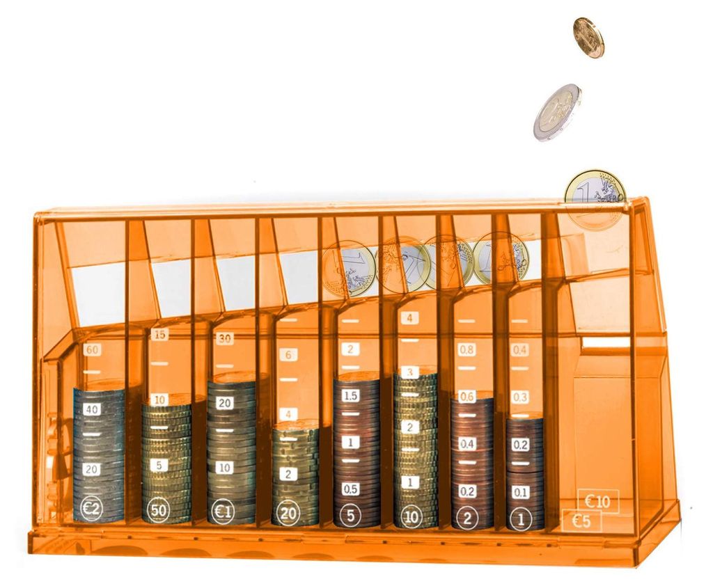 Spardose mit Münzsortierfunktion | Für Büro und Kinderzimmer | Geschenk für Erwachsene und Kinder | Aus Recyclingmaterial | Abschließbar (mit ...
