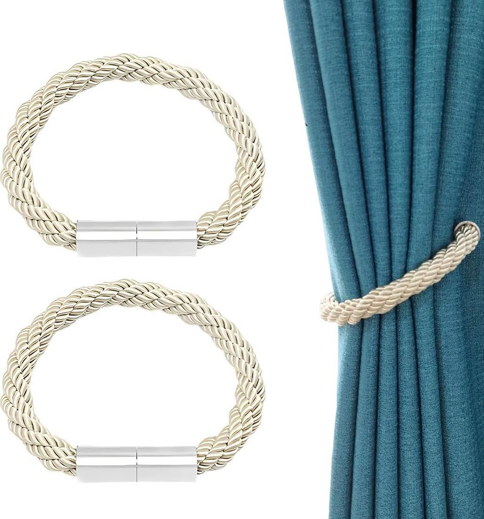 Magnetische Vorhanghalter - praktisch und stilvoll - Set von 2 - beige - Polyester