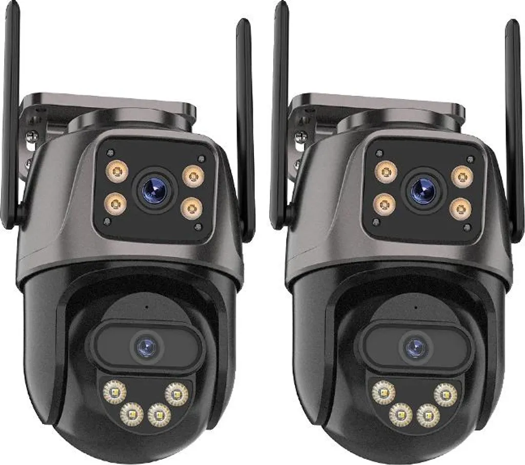 Pack 2 caméras de surveillance extérieures 4K avec zoom double objectif