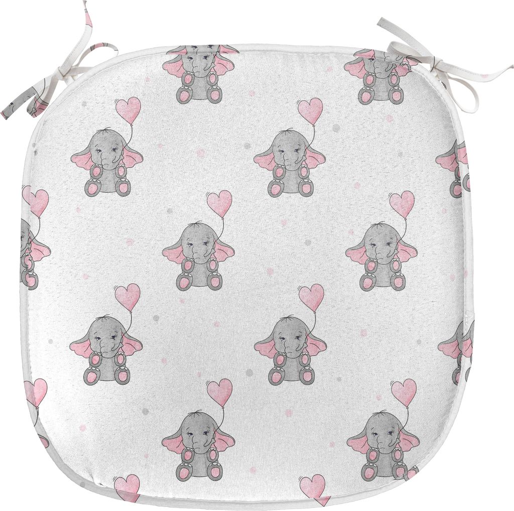 ABAKUHAUS Elephant Nursery Polster für Esszimmerstühle, Herz-Ballone, Dekoratives wasserfestes Kissen mit Riemen für Küchensitze, 40 cm x 40 cm...