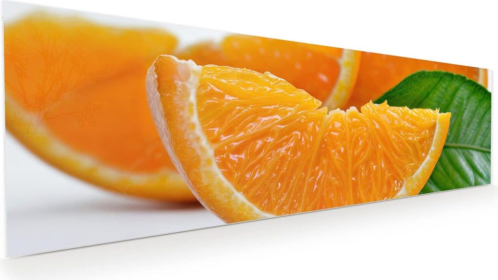 Glasbild 120x40cm in XXL für Wohnzimmer, Schlafzimmer Motiv Orangenscheiben