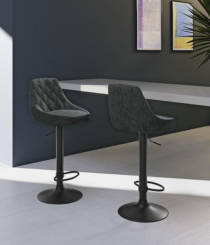 Max - Dunkelgrauer Mikrofaser-Hocker mit Samteffekt - 2er-Set