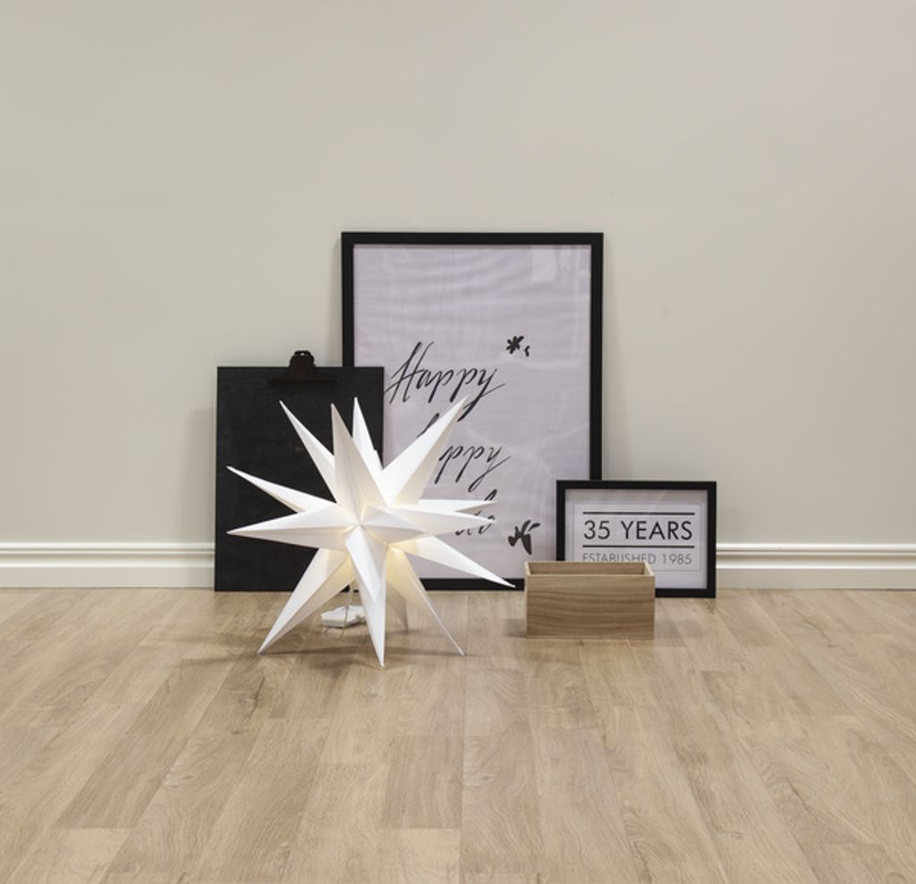 Gwiazda wisząca biała 3D Led ALICE 57 cm na baterie Zdjęcie produktu 