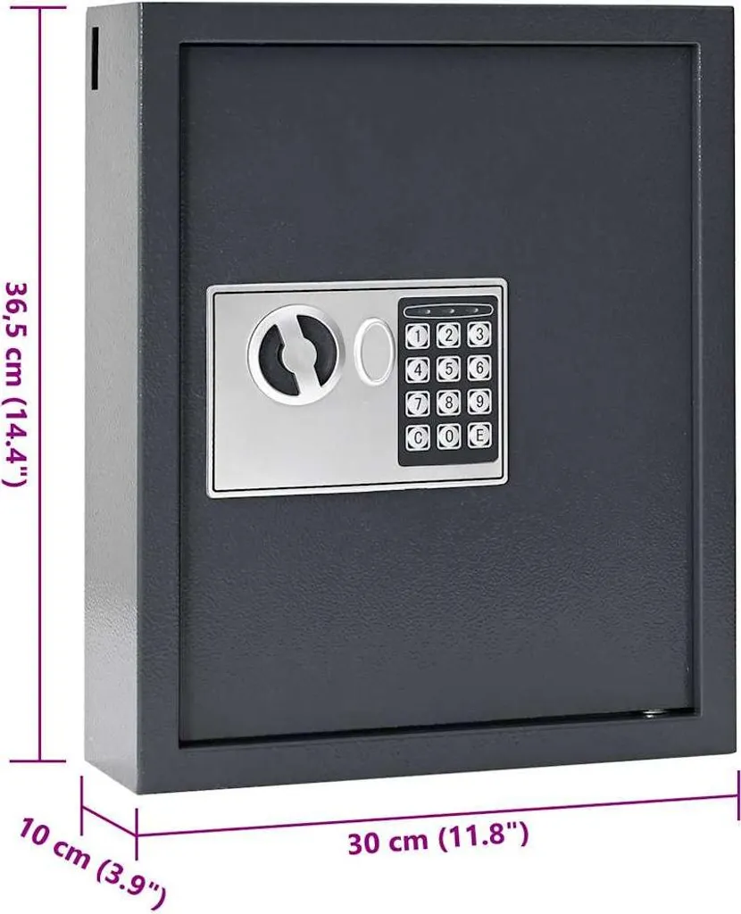 Coffre-fort électronique en acier gris compact pour documents