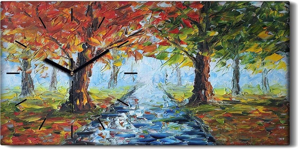 Wandbild Leinwand Bilder Wanduhr 60x30 Landschaft Regen in Produktbild 
