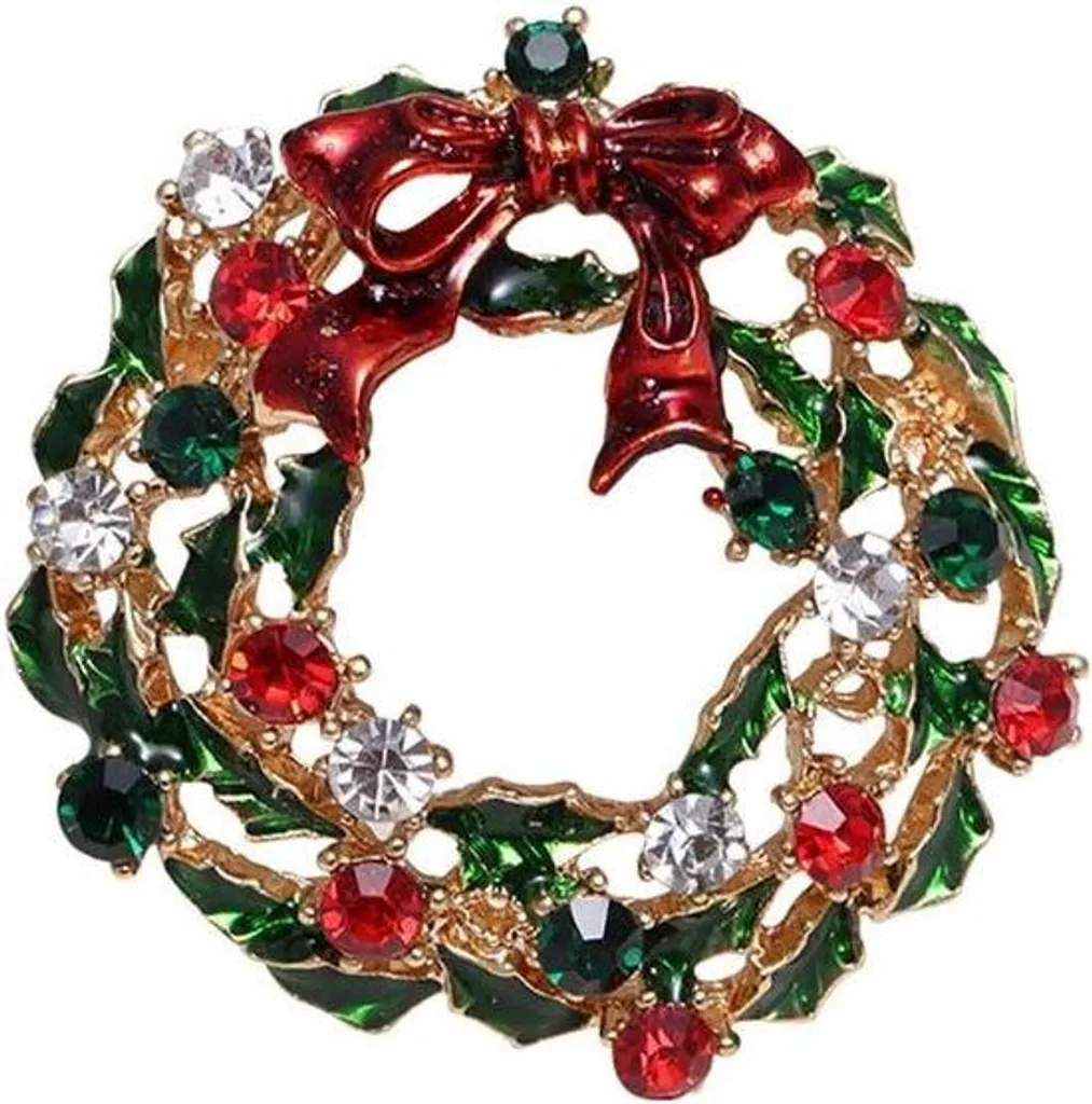 Petits ornements strass émaillés vert rouge - Lot de 10 déco Noël
