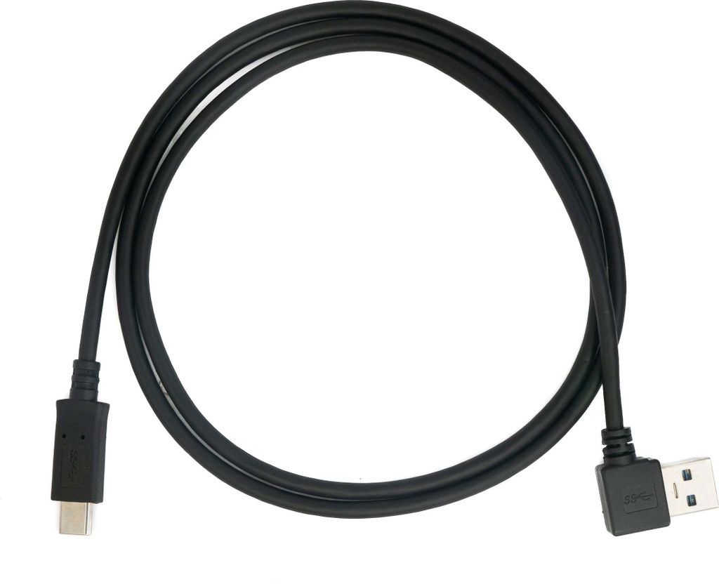 SYSTEM-S USB 3.1 Kabel 1 m Typ C Stecker zu Typ A Stecker Winkel in Schwarz