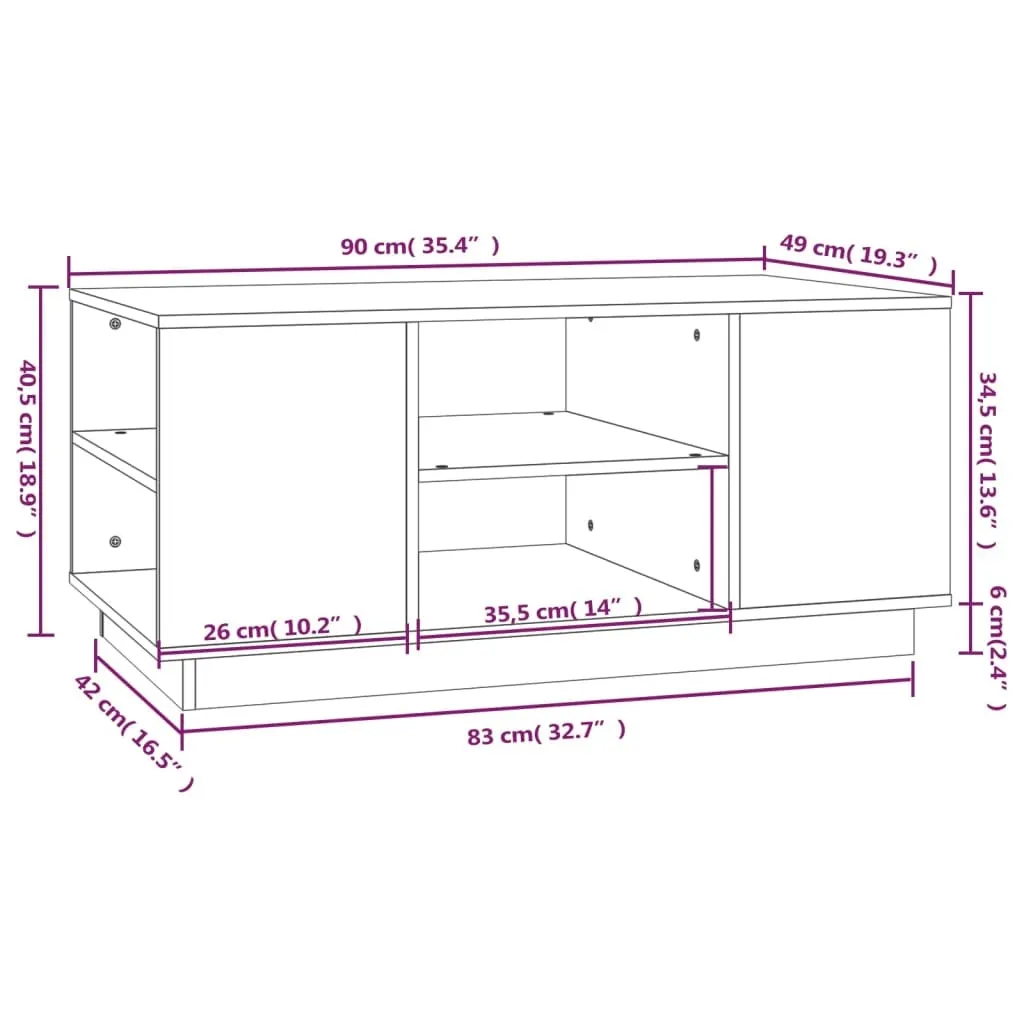 Tavolino da Salotto in Pino Massello Nero 90x49x40,5 cm Design Chic - 8