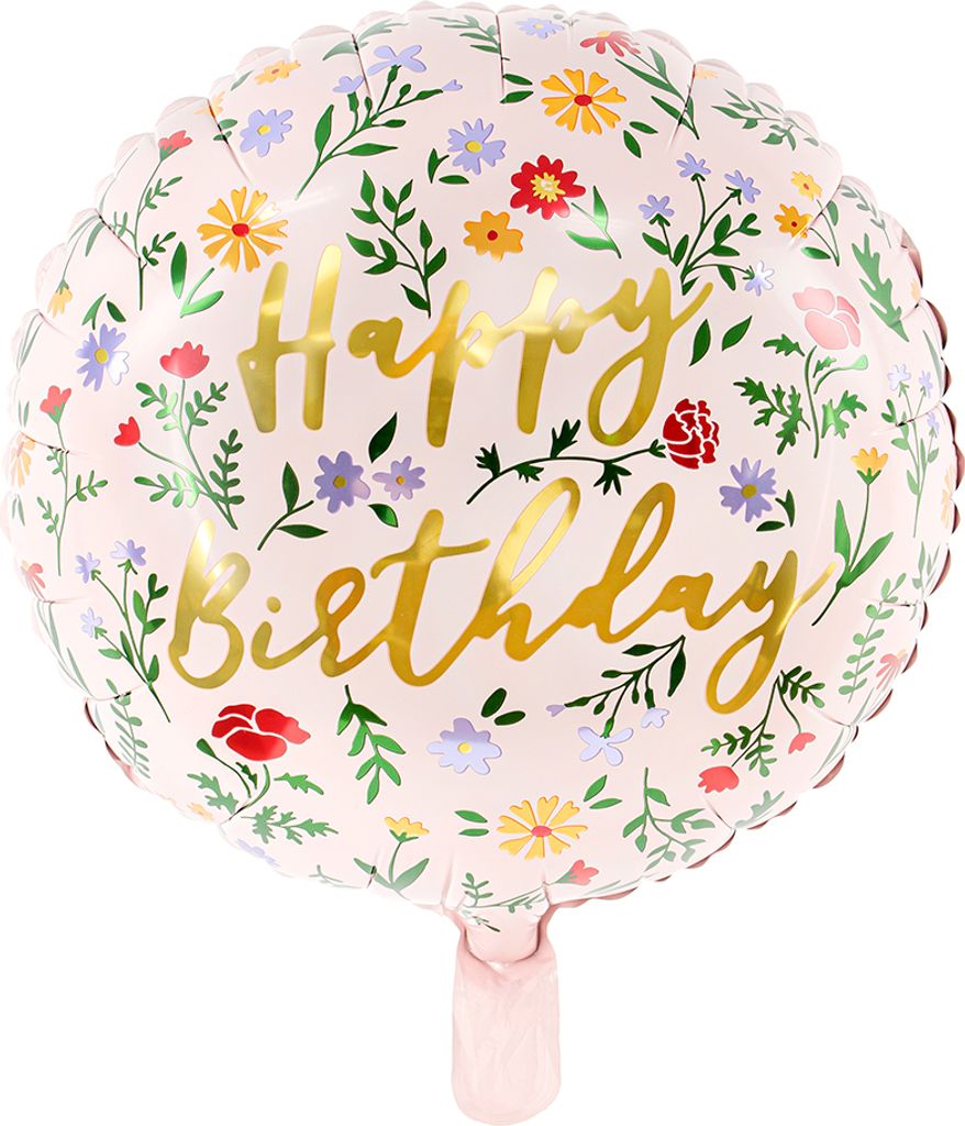 Fóliový balón s motívom kvetov 35 cm okrúhly ružový Obrázok produktu 