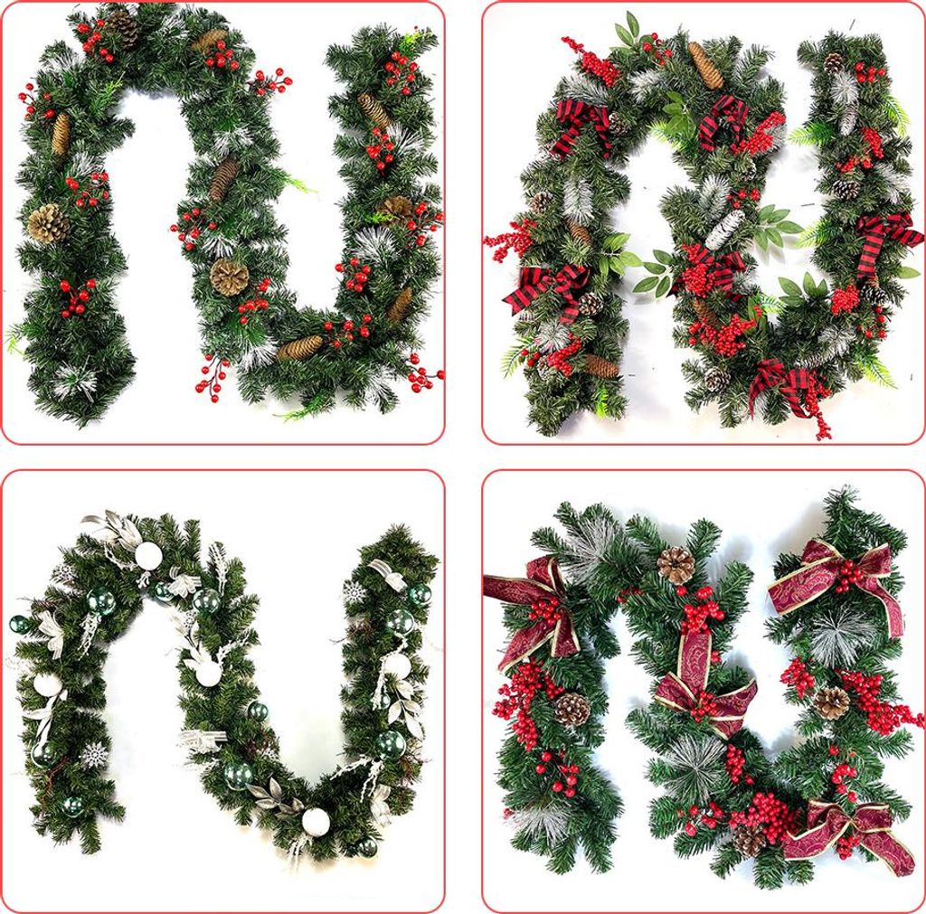 9 FT lange Weihnachtsgirlande Flexible PVC hängenden Anhänger künstliche Weihnachtsgirlanden mit Bowknot für Treppen Geländer Kamin Veranda T...