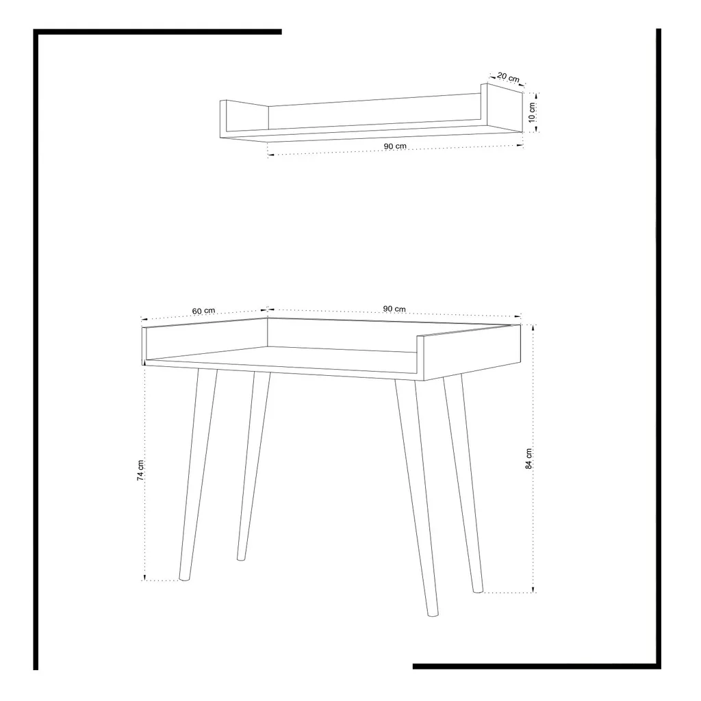 Bureau chêne Skye Decor Harmony table de travail mélaminée 90cm - 4