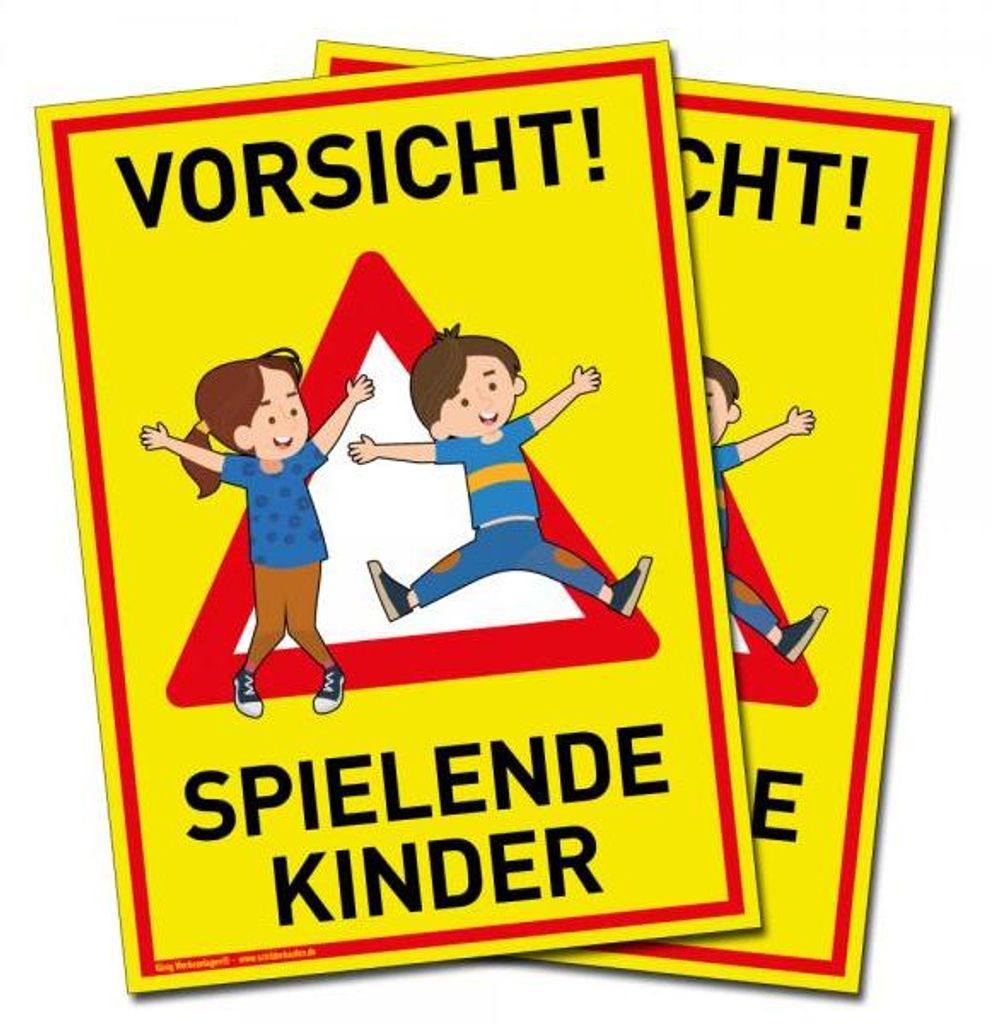2 Große Schilder Vorsicht! Spielende Kinder | PVC 30 x 42 Produktbild 
