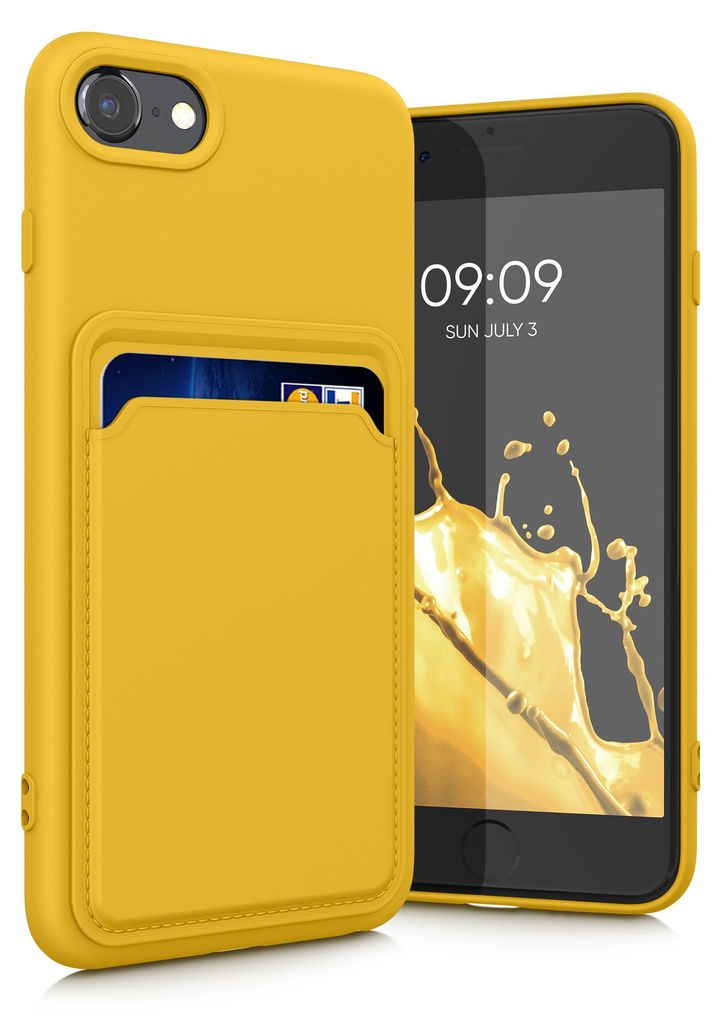kwmobile Handyhülle für Apple iPhone SE (2022) / SE (2020) / 8 / 7 Hülle mit Kartenfach - TPU Case - Kabelloses Laden - Schutzhülle Cover in St...
