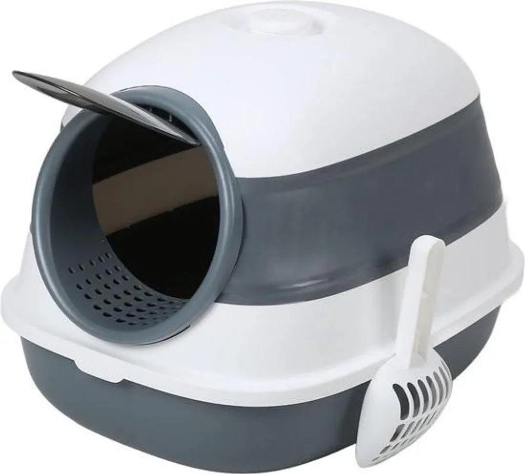Lettiera Gatto Grigio Scuro Design Minimal - Autopulente con Luce UV - 1