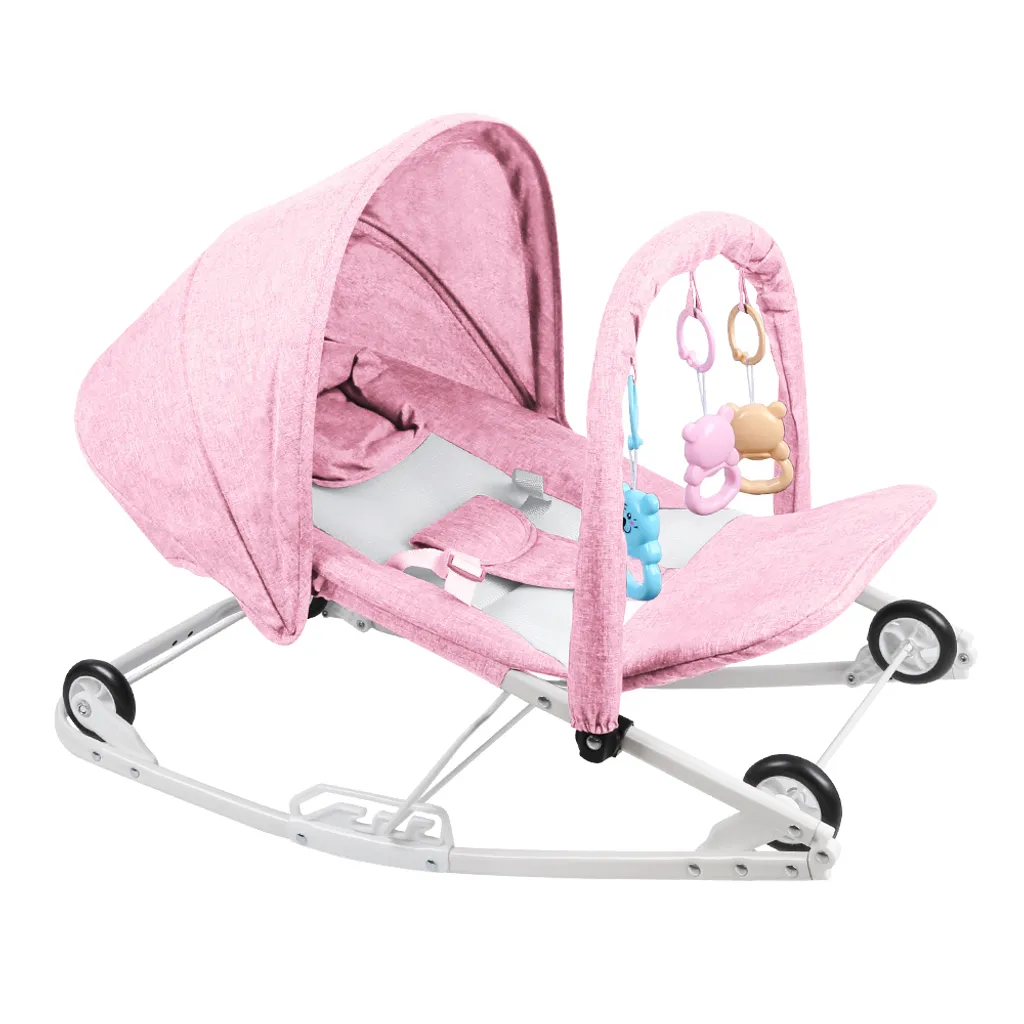 Transat pliable rose anti-moustique réglable 4 positions pour bébé serein