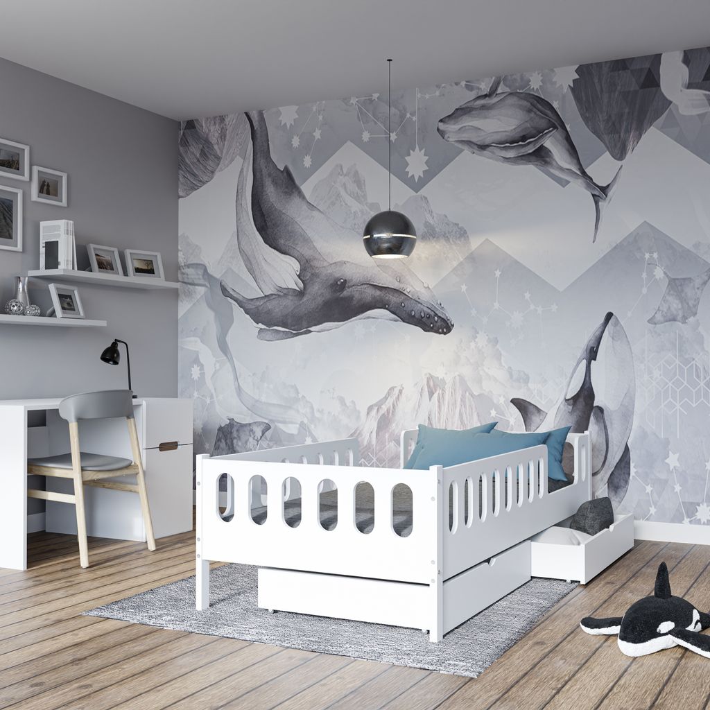 LARS Kinderbett Jugendbett 200x90 cm - Weiß, 2 Schubladen, Produktbild 5