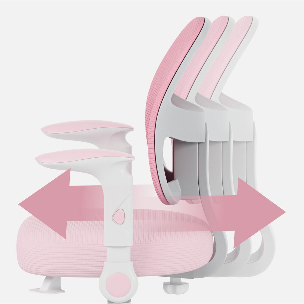 Sedia Scrivania Ergonomica Per Bambini MARK ADLER Junior 5.3 – Regolabile Fino A 175 Cm, Ruote Smart Con Blocco, Schienale Inclinabile, Colore Rosa