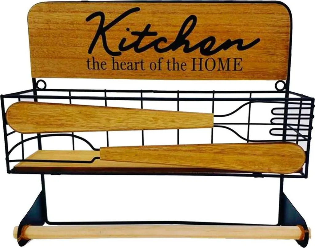 Porta Scottex Versa Metallo e Legno 20cm - Accessorio Cucina Moderno