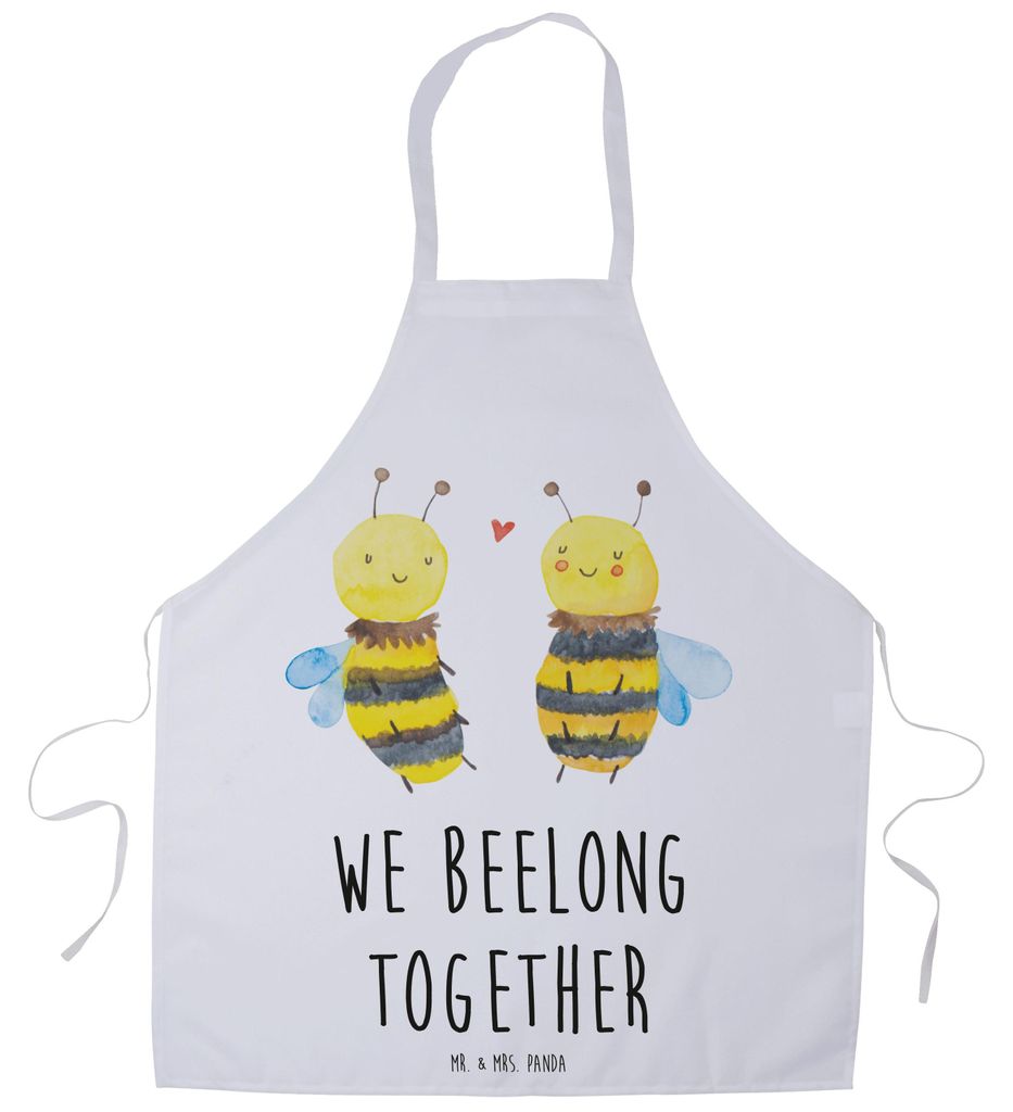 Mr. & Mrs. Panda Kochschürze Biene Verliebt - Weiß - Geschenk, Küchenschürze, Kellnerschürze, Küchenzubehör, Schürze, Grillschürze