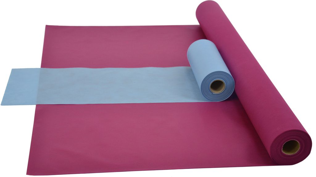 Sensalux Kombi-Set 1 Tischdeckenrolle 1m x 25m beere + Tischläufer 30cm hellblau