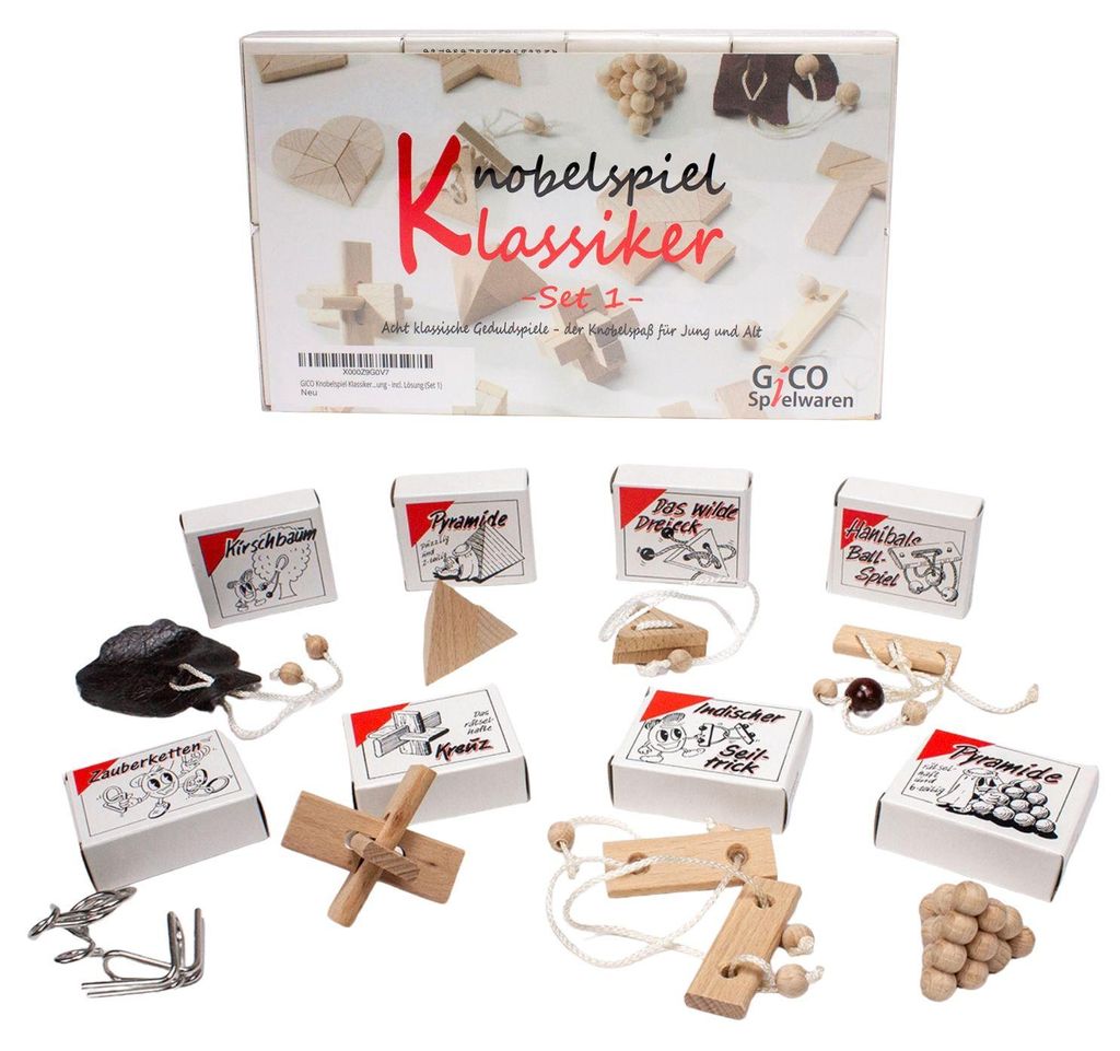 GICO Knobelspiel Klassiker Set 1 - 8 Geduldspiele in Produktbild 