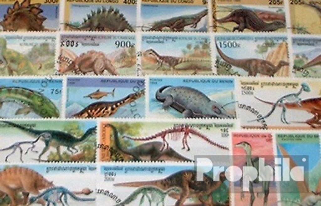 Briefmarken Motive 100 verschiedene Prähistorische Tiere Marken