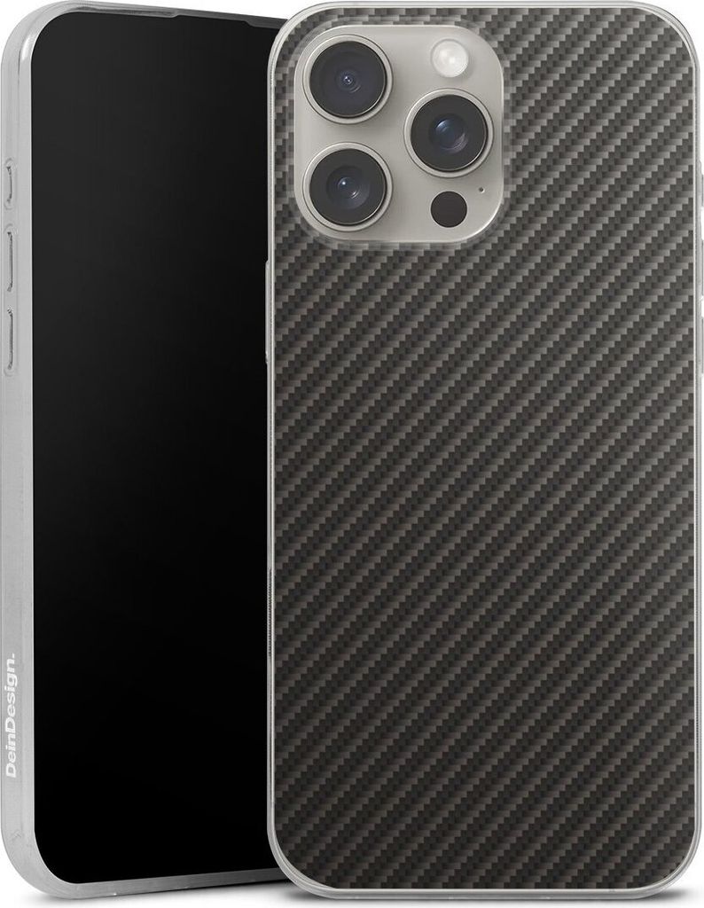DeinDesign Slim Hülle für Apple iPhone 16 Pro Max Silikon Case Ultra Dünn Handyhülle Carbon Metallic Look Muster