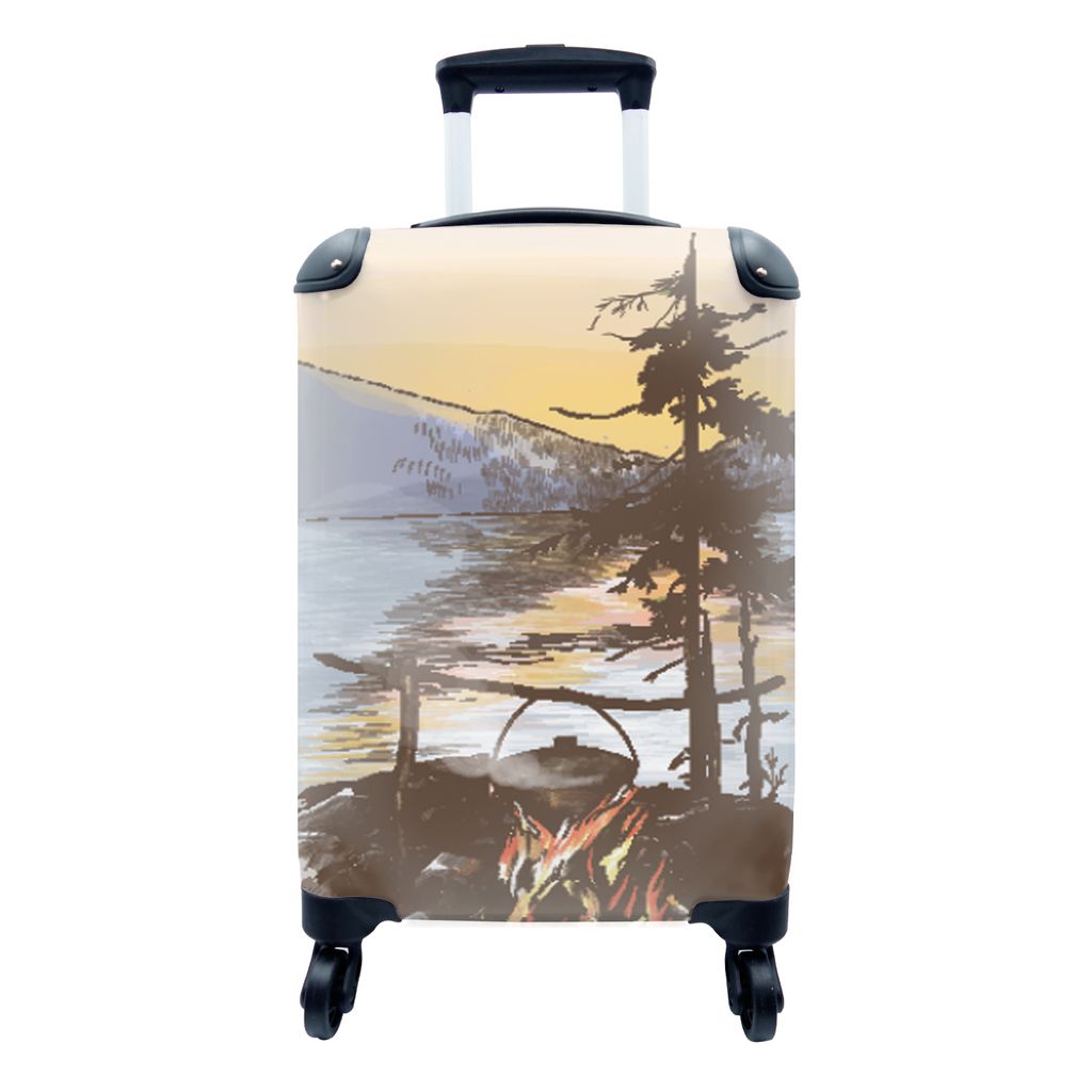 MuchoWow Koffer Handgepäck Trolley Rollkoffer Kleine Reisekoffer mit 4 Rollen - Kochen - Camping - Wasser - Cabin Size < 55x40x23 cm & 55x40x20 ...