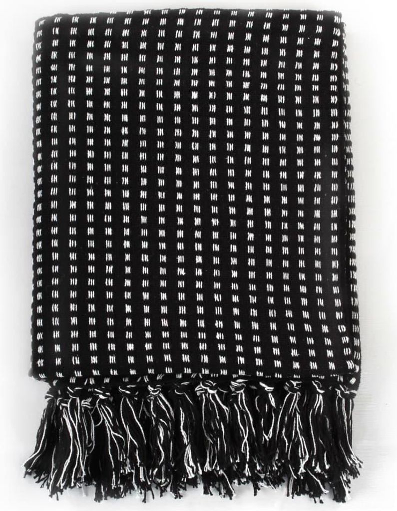 vidaXL Überwurf Baumwolle Kariert 160x210 cm Schwarz Produktbild 