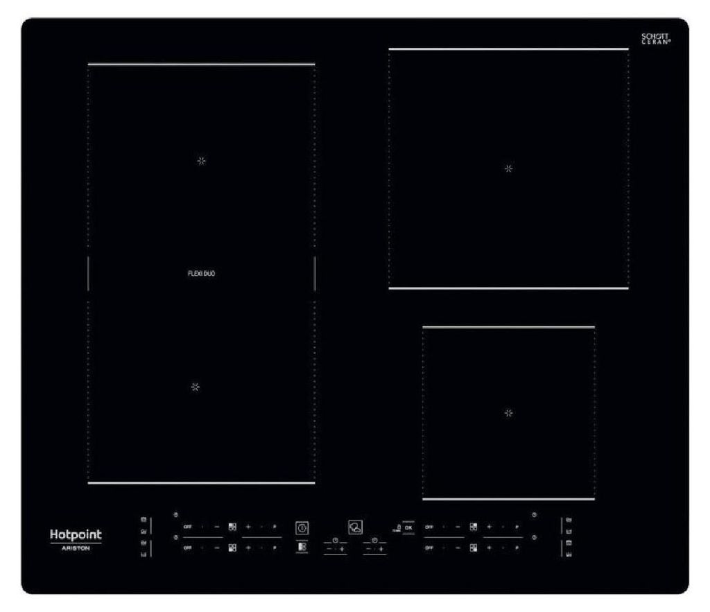 Hotpoint HB 3160C NE, Schwarz, Integriert, 59 cm, Zonen-Induktionskochfeld, Glas, 4 Zone(n)