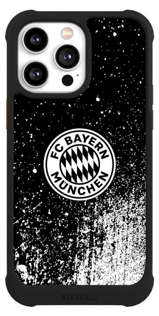 NIVOCASE Hülle für Apple iPhone 14 Pro Max Stoßfeste Handyhülle NIVOmax Case Schwarz FC Bayern München FCB Offizielles Lizenzprodukt