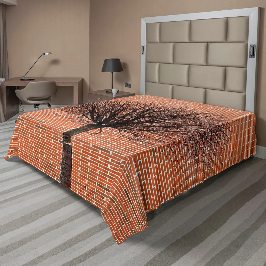 Drap plat ABAKUHAUS Modern 260x228 cm imprimé mur de briques cannelle