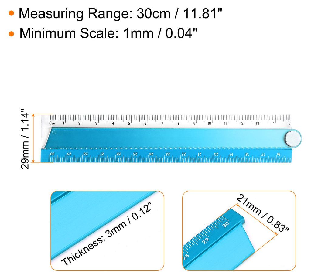 3 Stš¹ck Faltlineal 30cm Metrisch Faltbares Lineal aus Aluminium Winkelmesser Geometrisches Messwerkzeug fš¹r Architekten Kš¹nstler Bš¹ro, ...
