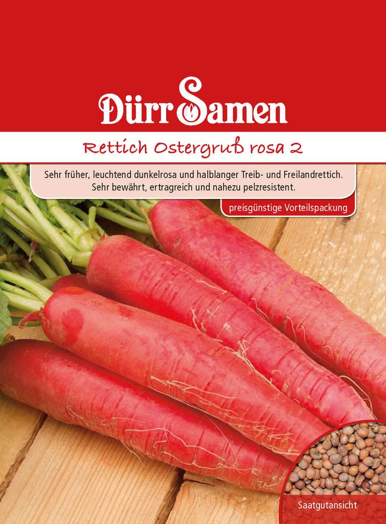 Dürr-Samen - Rettich Ostergruß rosa 2 (Vorteilspackung) - Saatgut - 0548