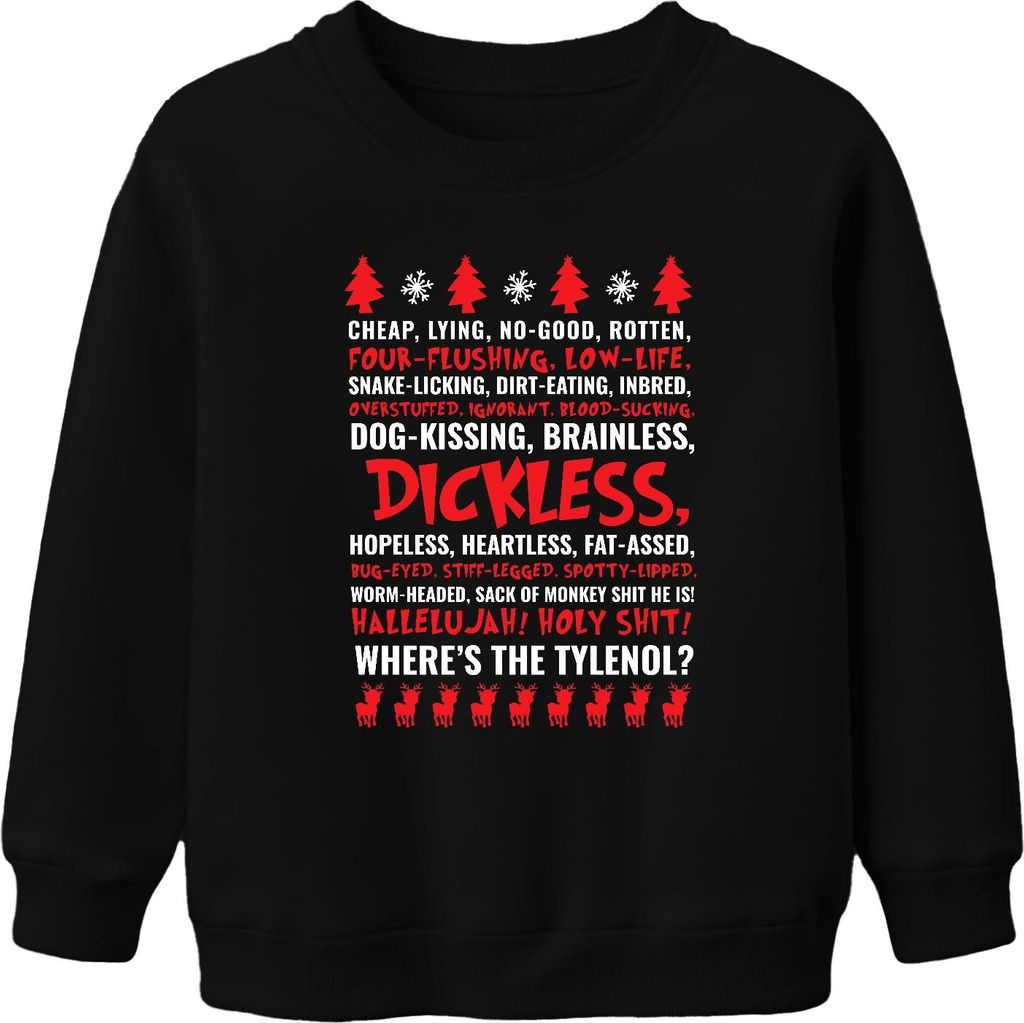 WHERES THE TYLENOL Christmas Ugly Sweater Schöne Bescherung Griswold Uni Kinder Sweatshirt Pullover, Schwarz, 152