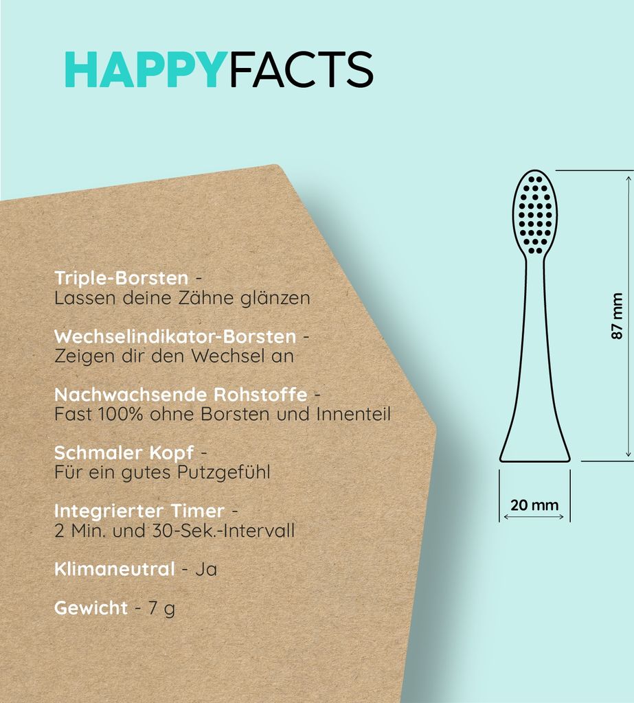 HAPPYBRUSH Ersatz-Aufsteckbürsten Ocean ECO VIBE 3, 3er Set Produktbild 5