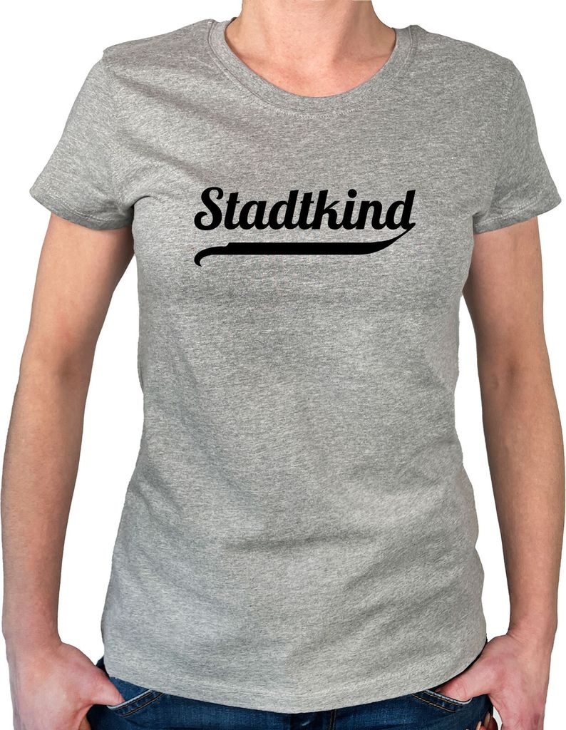 Huuraa Damen T-Shirt Stadtkind Schriftzug M Sport Grey Bio Baumwolle Fairtrade Damenshirt Geschenkidee